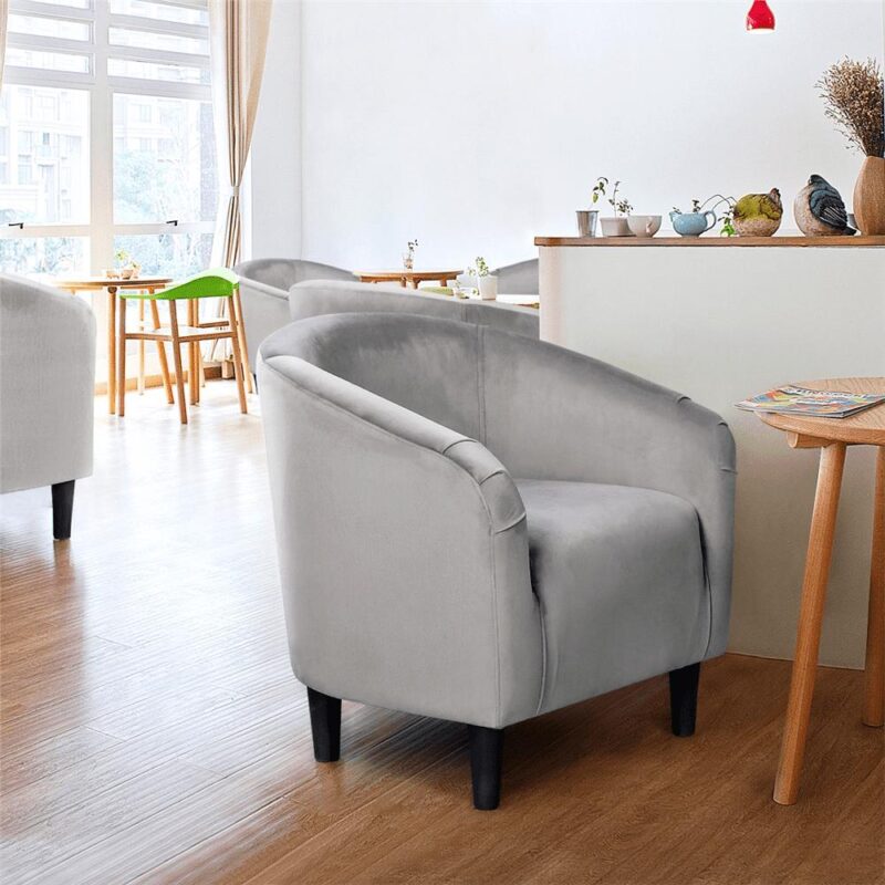 Renwick Modern Upholstered Tub Chair, Set of 2, Gray Velvet - Image 4