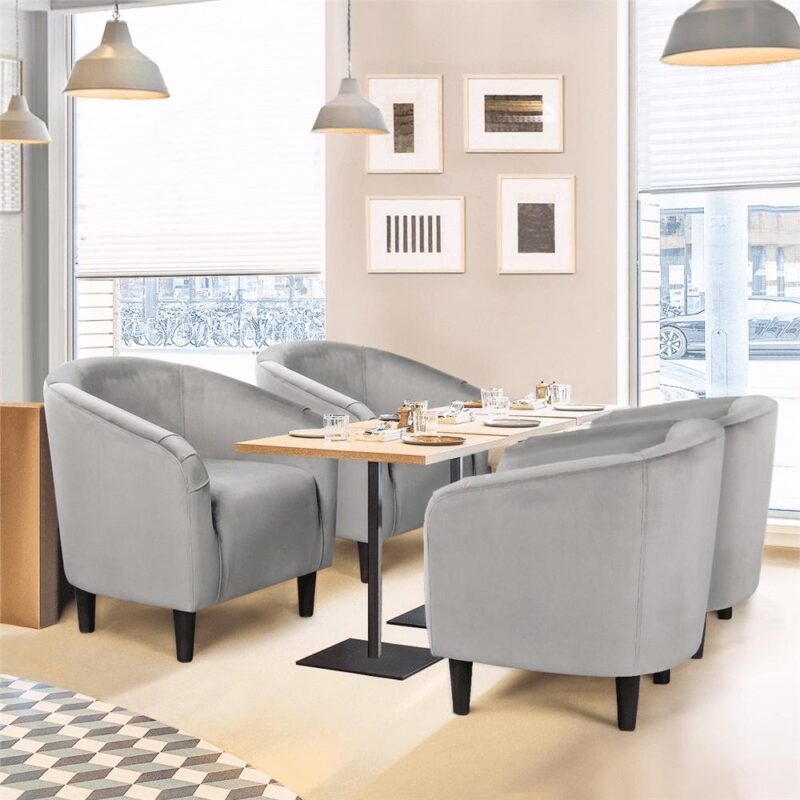 Renwick Modern Upholstered Tub Chair, Set of 2, Gray Velvet - Image 5