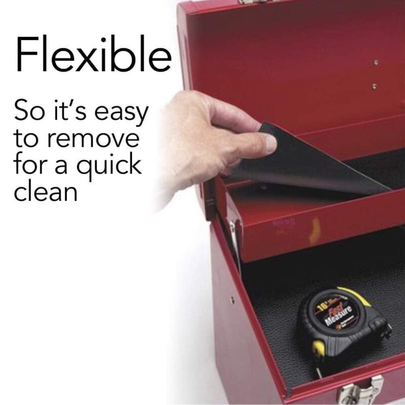 Resilia Premium Tool Box Liner Utility Mat - Garage Drawer and Shelf Organization, Workbench Storage, Heavy Duty Ribbed Plastic, Made in the USA, Black V-Groove, 18 Inches x 6 Feet - Image 3