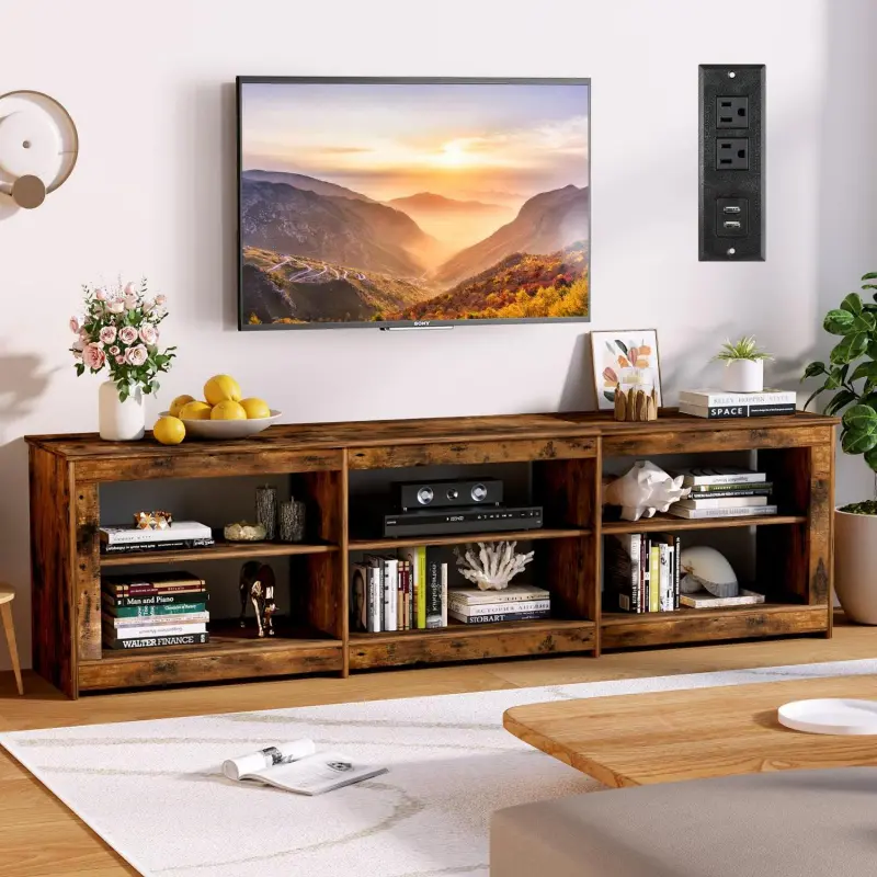 RichYa Modern 78.7''L TV Stand for 70''+TVs, Entertainment Center,Media TV Console Storage for Living Room,Brown