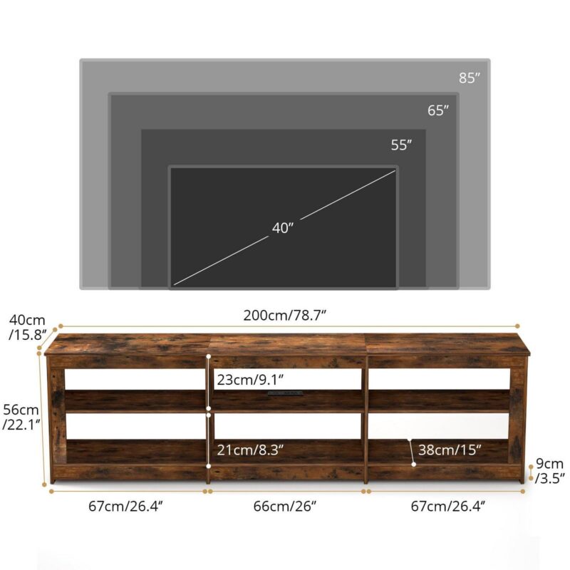RichYa Modern 78.7''L TV Stand for 70''+TVs, Entertainment Center,Media TV Console Storage for Living Room,Brown - Image 3