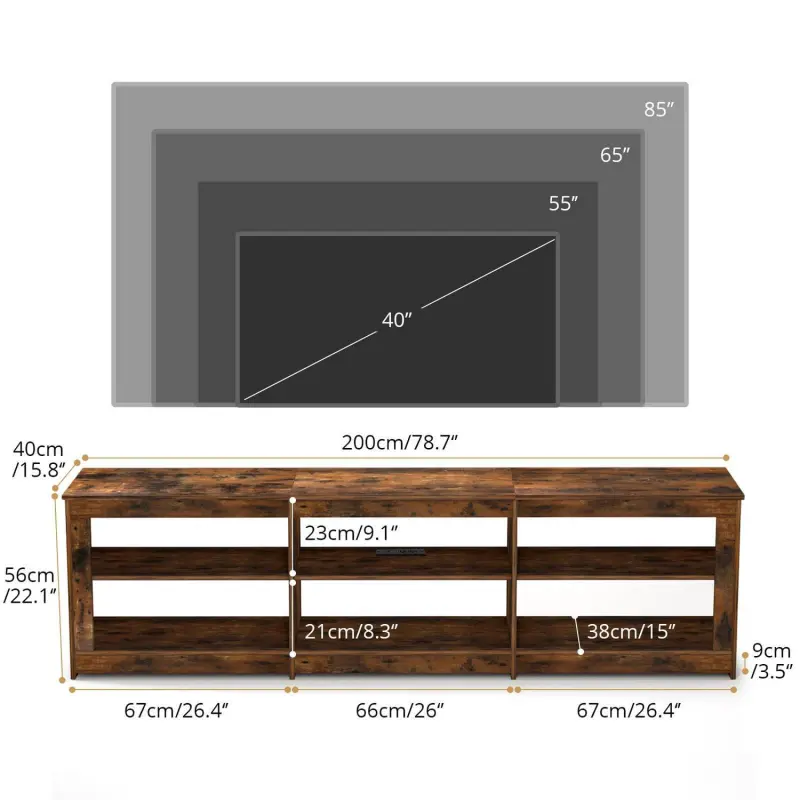 RichYa Modern 78.7''L TV Stand for 70''+TVs, Entertainment Center,Media TV Console Storage for Living Room,Brown - Image 3