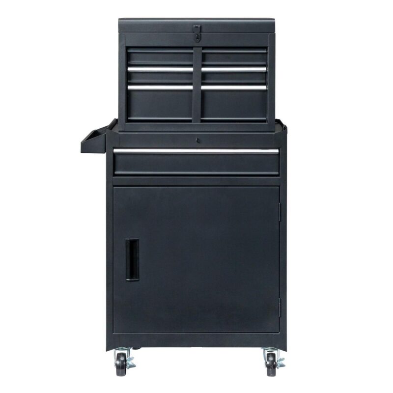 Rolling Tool Chest and Cabinet, Stainless Steel Tool Box with Brake Wheels and 4 Drawers, Black Detachable Tool Cart, 23.2 L x 11 W x 40.2 H - Image 6