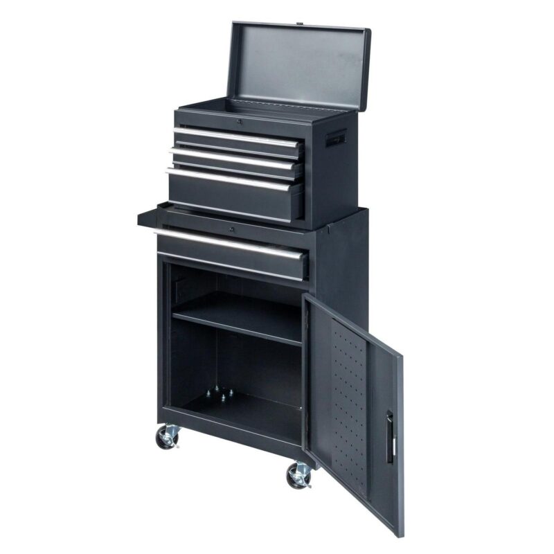 Rolling Tool Chest and Cabinet, Stainless Steel Tool Box with Brake Wheels and 4 Drawers, Black Detachable Tool Cart, 23.2 L x 11 W x 40.2 H - Image 9
