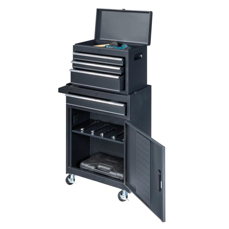 Rolling Tool Chest and Cabinet, Stainless Steel Tool Box with Brake Wheels and 4 Drawers, Black Detachable Tool Cart, 23.2 L x 11 W x 40.2 H - Image 10
