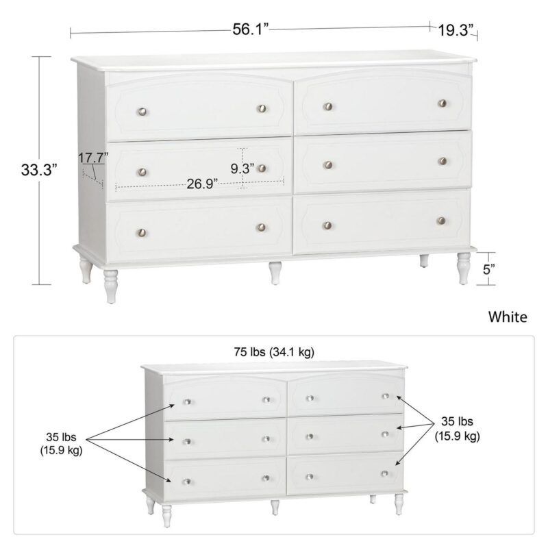 Rowan Valley Laren Kids' White 6 Drawer Dresser - Image 6
