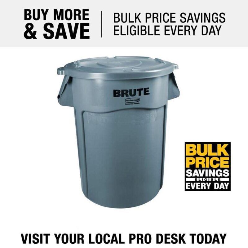 Rubbermaid Commercial FG863292GRAY 32 gal Garbage Can Brute All-Inclusive Container, (Gray) - Image 5