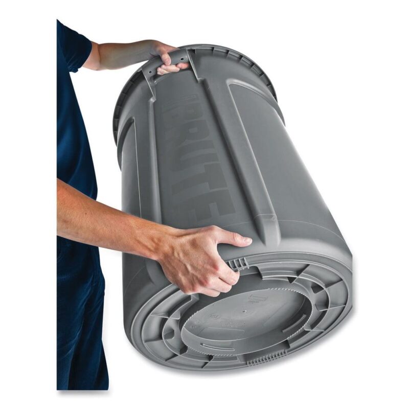 Rubbermaid Commercial FG264360GRAY Brute 44-Gallon Round Plastic Vented Container - Gray - Image 4
