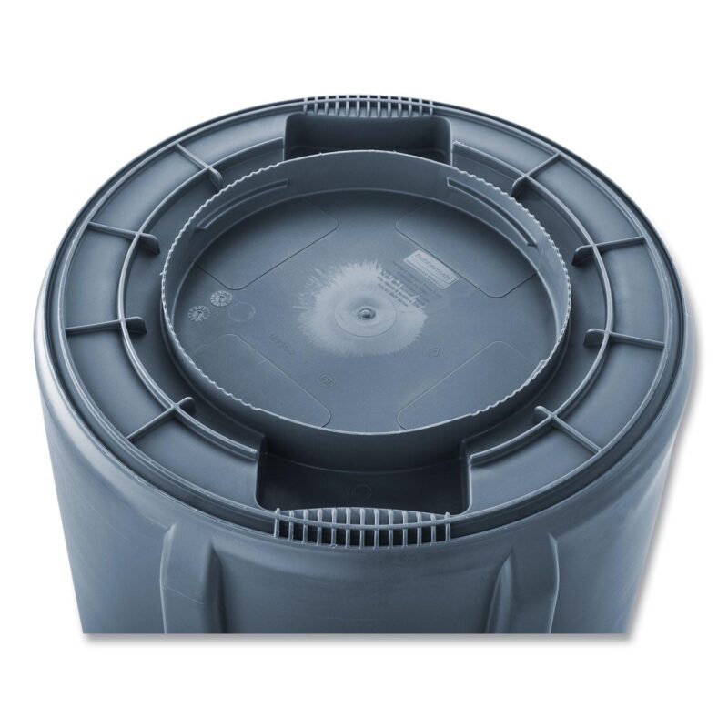 Rubbermaid Commercial Vented Round Brute Container, 32 gal, Plastic, Gray - Image 4