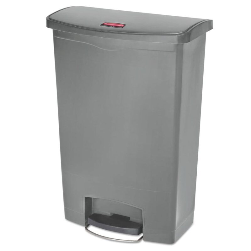 Rubbermaid Commercial 1883606 Streamline 24 Gallon Front Step Style Polyethylene/Resin Step-On Container - Gray