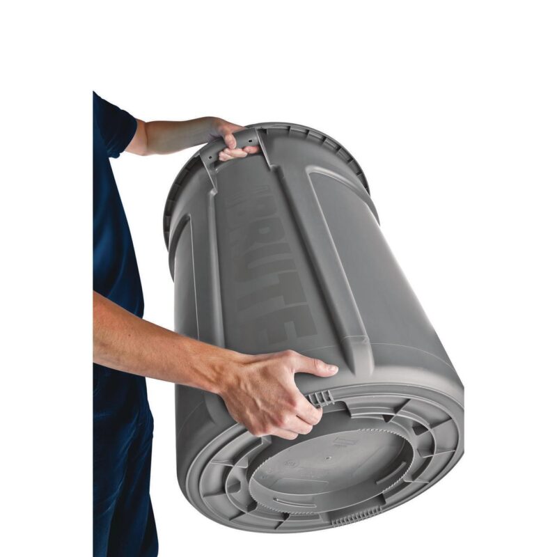 Rubbermaid Commercial Vented Round Brute Container, 32 gal, Plastic, Gray - Image 6