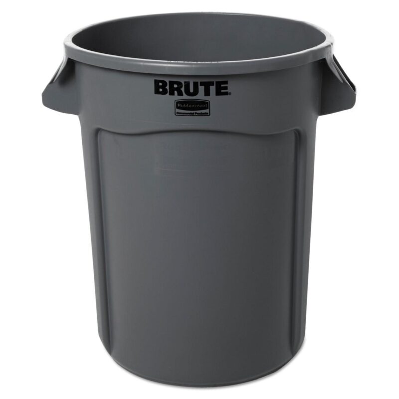 Rubbermaid Commercial Vented Round Brute Container, 32 gal, Plastic, Gray - Image 3
