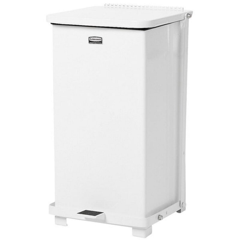Rubbermaid Defenders Steel Trash Can White 12 gal.