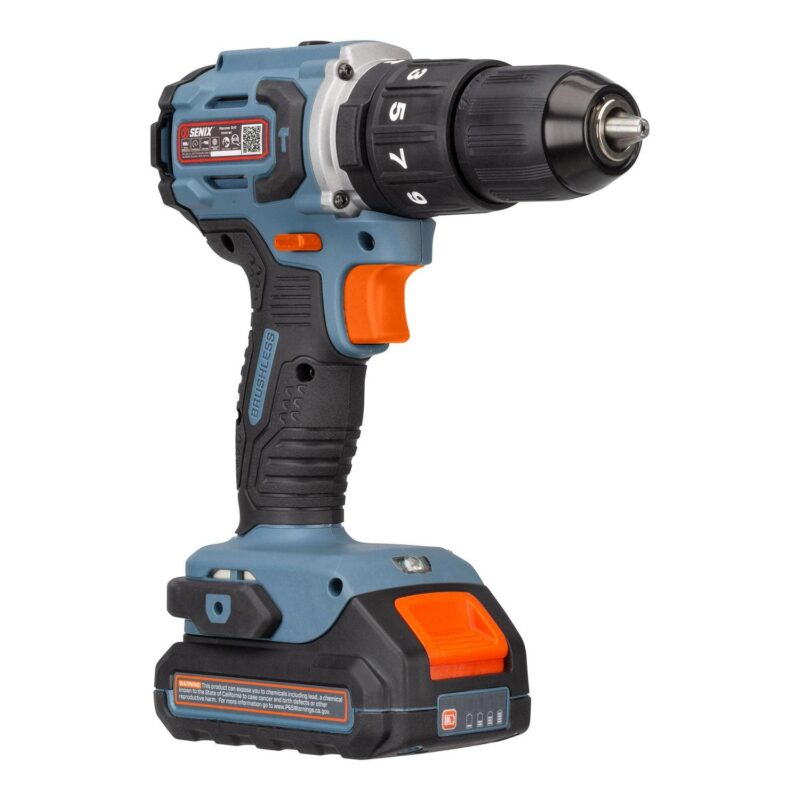 SENIX 20 Volt Max* 2-Piece Cordless Brushless Combo Kit, 1/2-Inch Hammer Drill Driver and 1/4-Inch Impact Driver (2 x Batteries, 1 x Charger and Soft Bag Included) S2K2B2-02 - Image 11