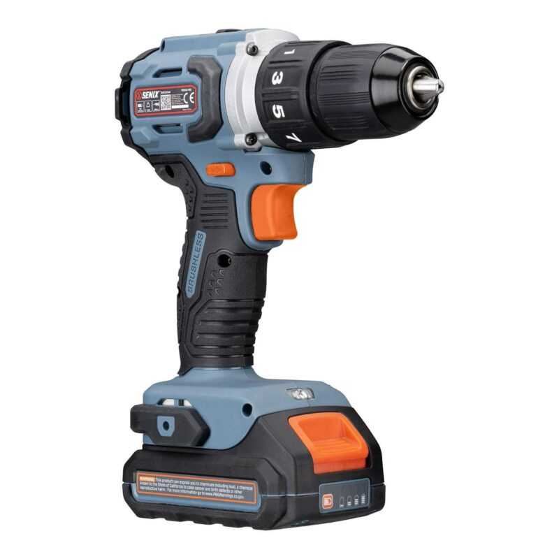 SENIX 20 Volt Max* 2-Tool Cordless Brushless Combo Kit, 1/2-Inch Drill Driver and 1/4-Inch Impact Driver (2 x Batteries, 1 x Charger and Soft Bag Included) S2K2B2-01 - Image 4