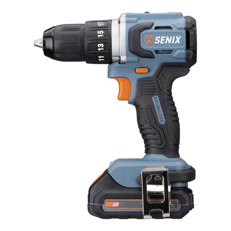 SENIX 20 Volt Max* 2-Tool Cordless Brushless Combo Kit, 1/2-Inch Drill Driver and 1/4-Inch Impact Driver (2 x Batteries, 1 x Charger and Soft Bag Included) S2K2B2-01 - Image 5