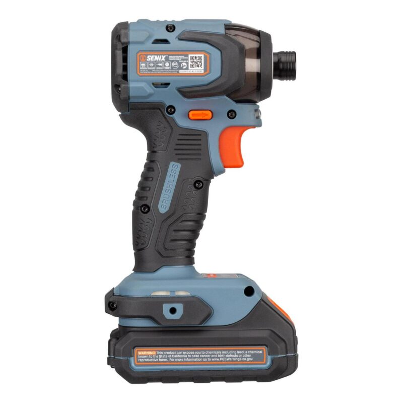 SENIX 20 Volt Max* 2-Piece Cordless Brushless Combo Kit, 1/2-Inch Hammer Drill Driver and 1/4-Inch Impact Driver (2 x Batteries, 1 x Charger and Soft Bag Included) S2K2B2-02 - Image 4