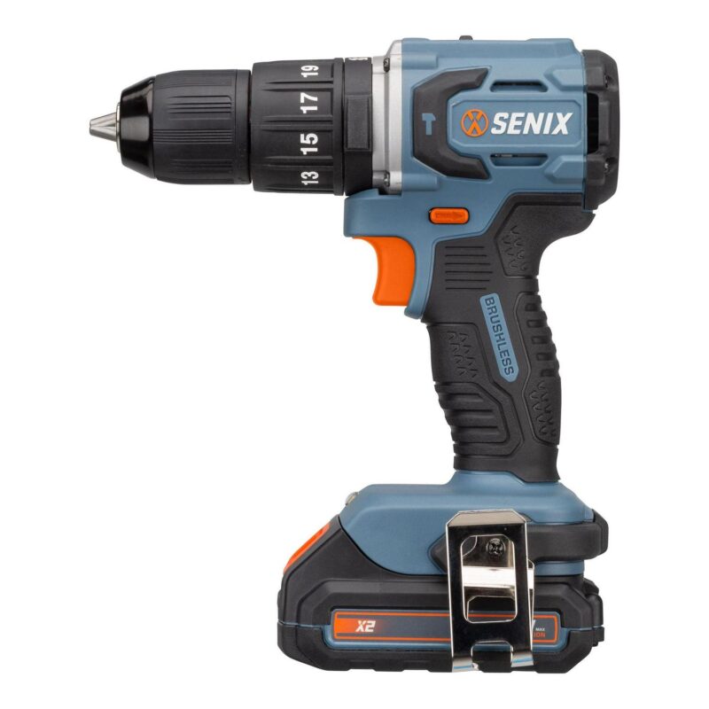 SENIX 20 Volt Max* 2-Piece Cordless Brushless Combo Kit, 1/2-Inch Hammer Drill Driver and 1/4-Inch Impact Driver (2 x Batteries, 1 x Charger and Soft Bag Included) S2K2B2-02 - Image 8