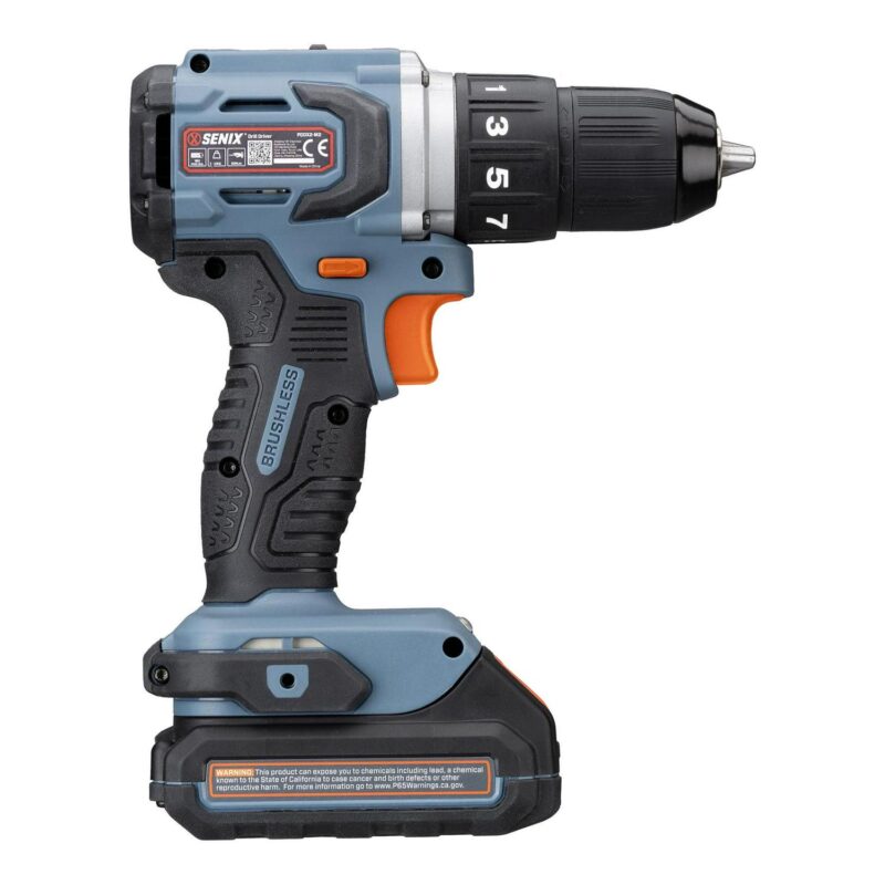SENIX 20 Volt Max* 2-Tool Cordless Brushless Combo Kit, 1/2-Inch Drill Driver and 1/4-Inch Impact Driver (2 x Batteries, 1 x Charger and Soft Bag Included) S2K2B2-01 - Image 11