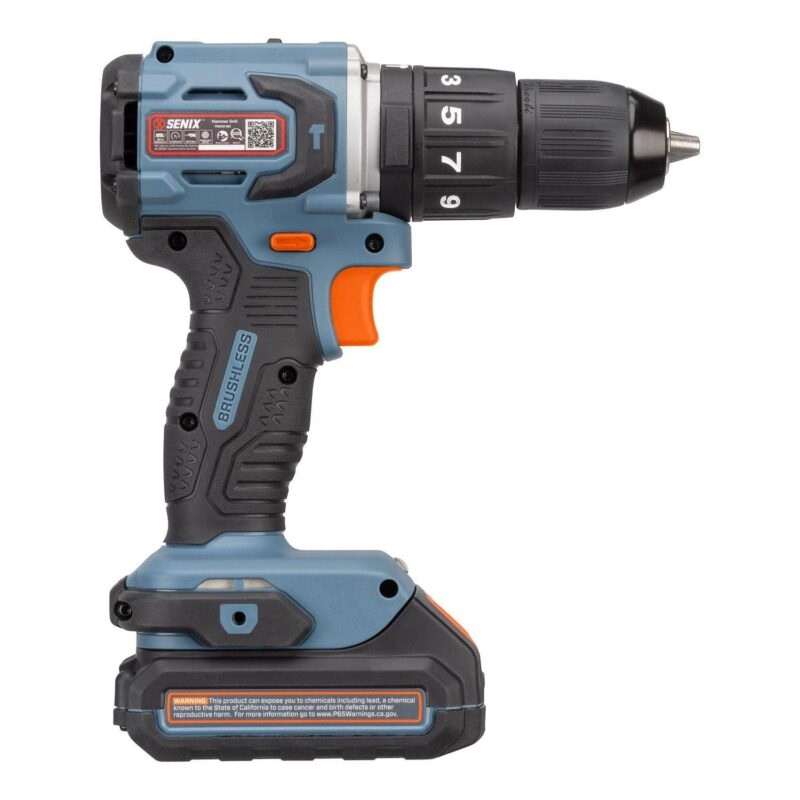 SENIX 20 Volt Max* 2-Piece Cordless Brushless Combo Kit, 1/2-Inch Hammer Drill Driver and 1/4-Inch Impact Driver (2 x Batteries, 1 x Charger and Soft Bag Included) S2K2B2-02 - Image 10