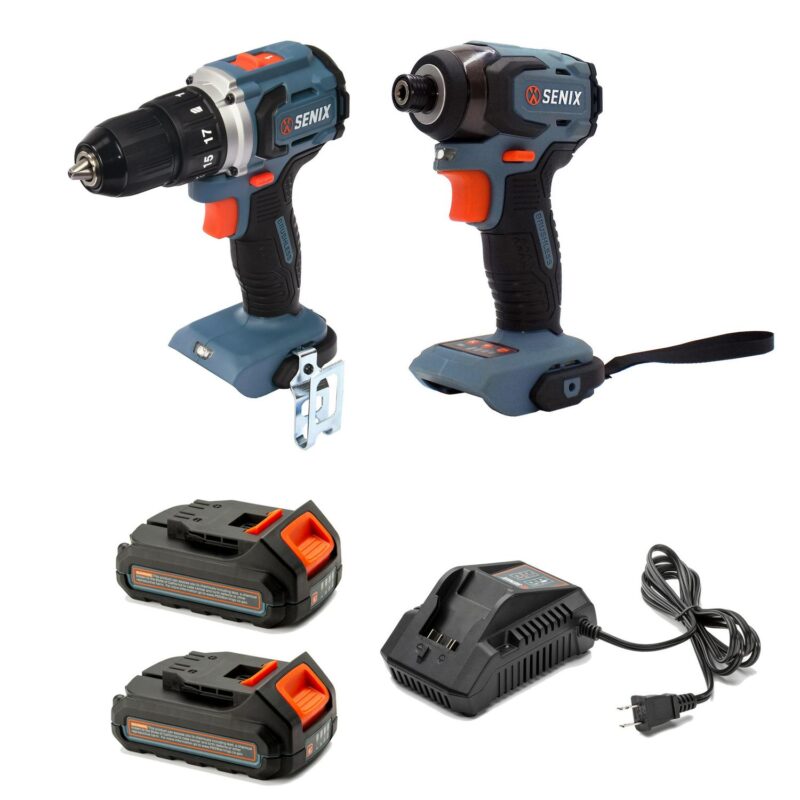 SENIX 20 Volt Max* 2-Tool Cordless Brushless Combo Kit, 1/2-Inch Drill Driver and 1/4-Inch Impact Driver (2 x Batteries, 1 x Charger and Soft Bag Included) S2K2B2-01 - Image 3