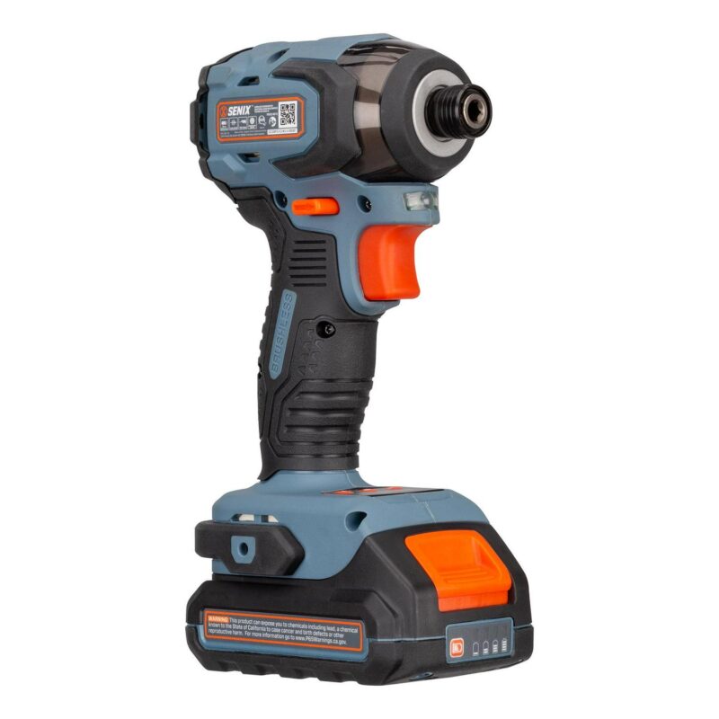 SENIX 20 Volt Max* 2-Piece Cordless Brushless Combo Kit, 1/2-Inch Hammer Drill Driver and 1/4-Inch Impact Driver (2 x Batteries, 1 x Charger and Soft Bag Included) S2K2B2-02 - Image 2