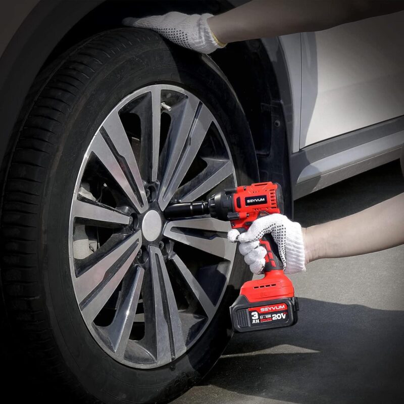 SEYVUM Impact Wrench, 1/2  Impact Gun, Power Impact Driver Max Torque 320 Ft-lbs (430N.m), Cordless Impact Wrench with 20V Brushless Motor, 3.0Ah Li-ion Battery with Fast Charger, 4 Pcs Impact Sockets - Image 6