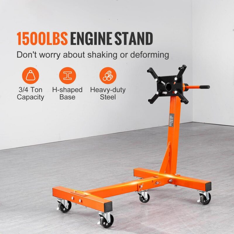 SKYSHALO 1500lbs Engine Stand Folding Motor Hoist Dolly w/ Adjustable Mounting Head - Image 2