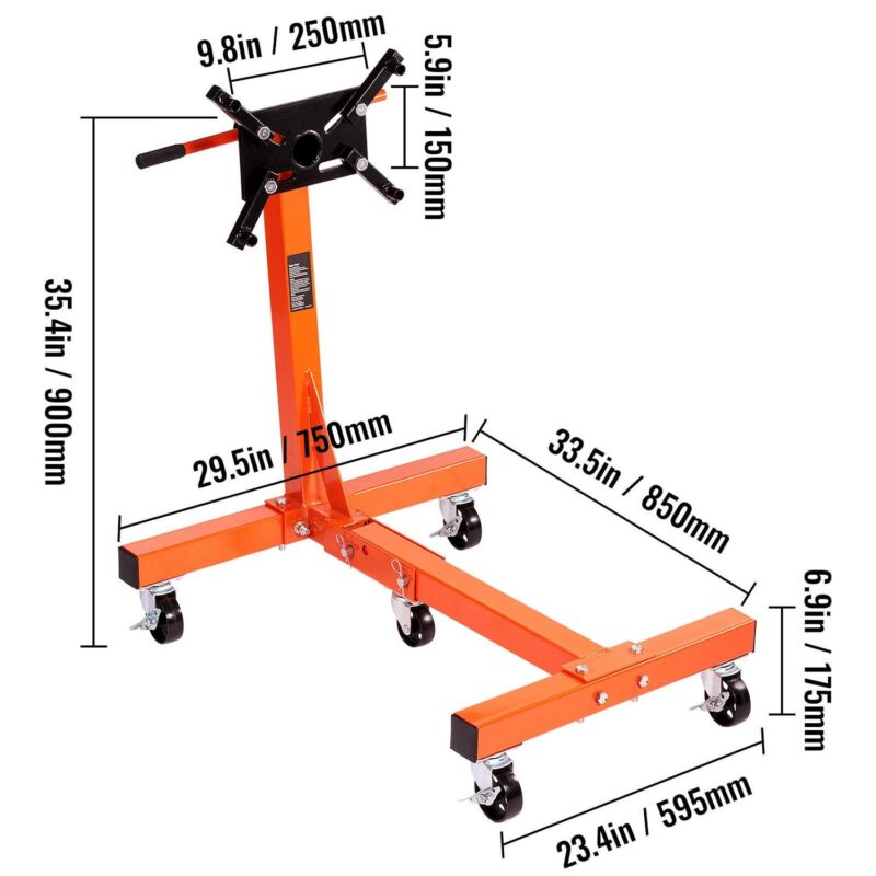 SKYSHALO 1500lbs Engine Stand Folding Motor Hoist Dolly w/ Adjustable Mounting Head - Image 8