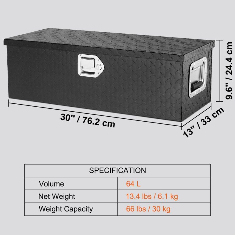 SKYSHALO 30 x13 x9.6  Heavy Duty Aluminum Bar Tool Box for Pickup Truck Bed - Image 5