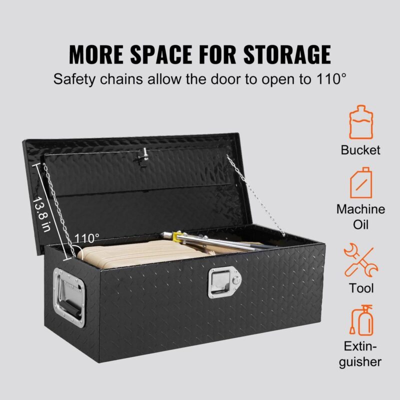 SKYSHALO 30 x13 x9.6  Heavy Duty Aluminum Bar Tool Box for Pickup Truck Bed - Image 2
