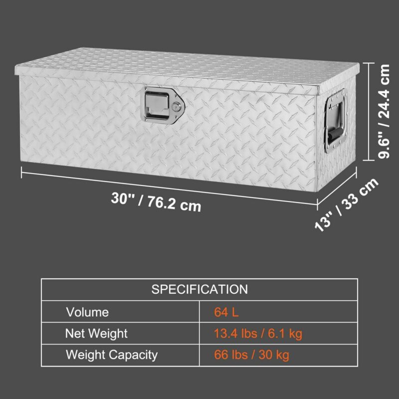 SKYSHALO 30 x13 x9.6  Heavy Duty Aluminum Bar Tool Box for Pickup Truck Bed - Image 7