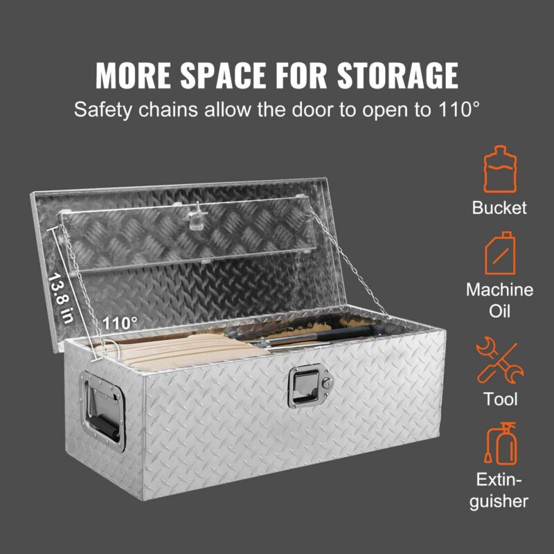 SKYSHALO 30 x13 x9.6  Heavy Duty Aluminum Bar Tool Box for Pickup Truck Bed - Image 3