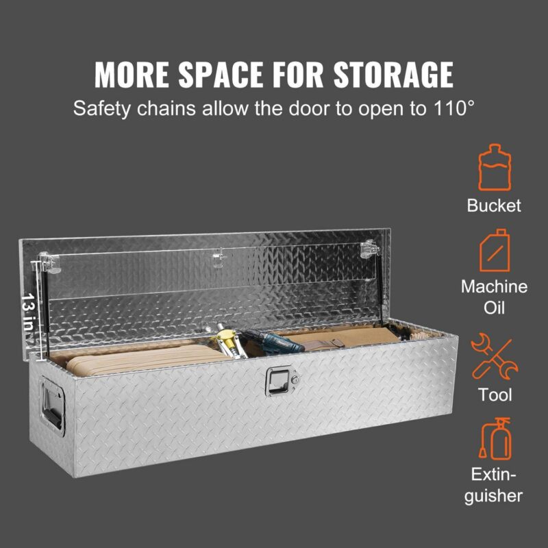 SKYSHALO 48 x15 x15  Heavy Duty Aluminum Strip Tool Box for Pickup Truck Bed - Image 8