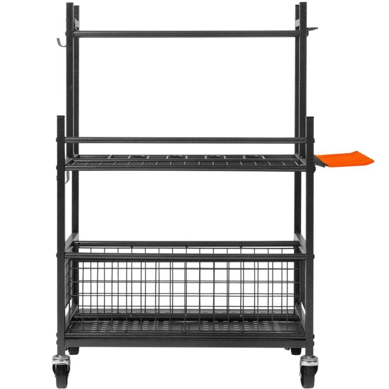 SKYSHALO Garden Tool Storage Rack with Wheels Garage Organizer 16 Slots with Hooks - Image 9