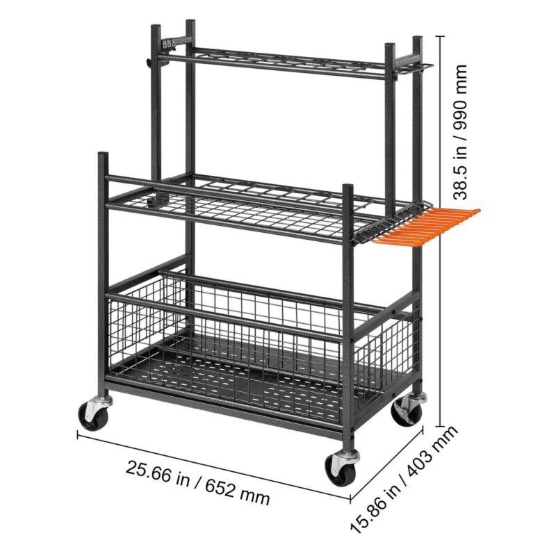 SKYSHALO Garden Tool Storage Rack with Wheels Garage Organizer 16 Slots with Hooks - Image 8