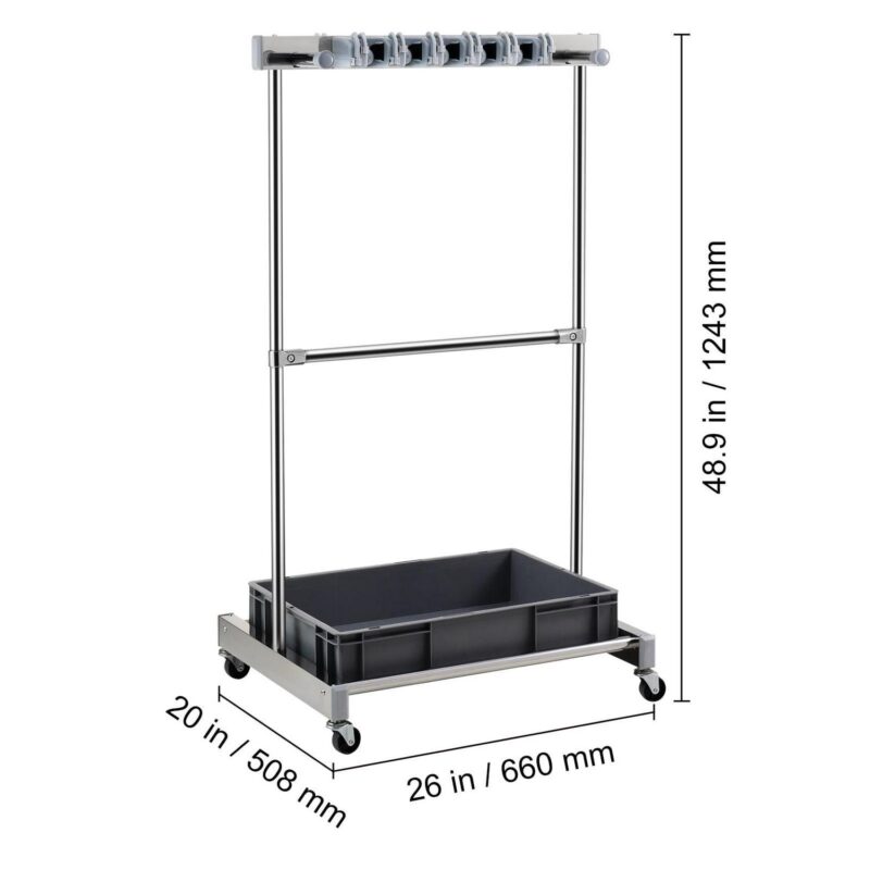 SKYSHALO Garden Tool Storage Rack with Wheels Garage Organizer 10 Slots with Hooks - Image 8