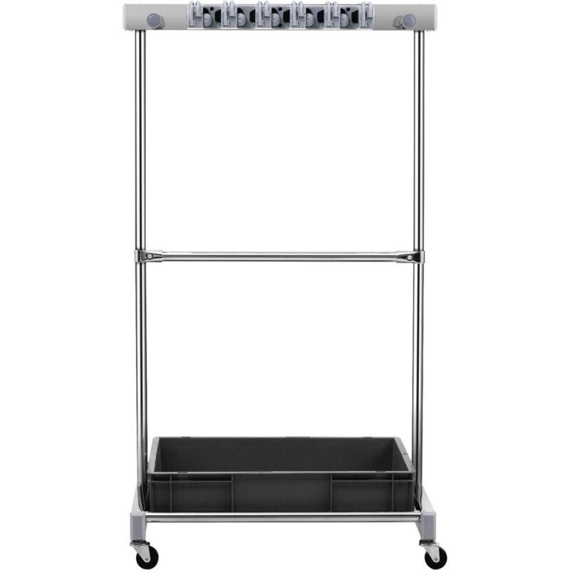 SKYSHALO Garden Tool Storage Rack with Wheels Garage Organizer 10 Slots with Hooks - Image 9