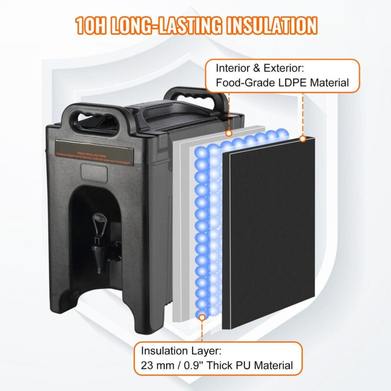 SKYSHALO Insulated Iced and Hot Beverage Server/Dispenser 2.5 Gallon Beverage Carrier Food-Grade LDPE Material - Image 3