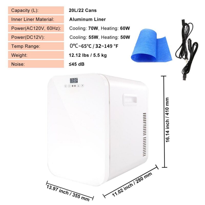 SKYSHALO Mini Refrigerator 20L 22 Cans Skin Care Product Refrigerator AC/DC Mini Cosmetic Makeup Refrigerator - Image 6