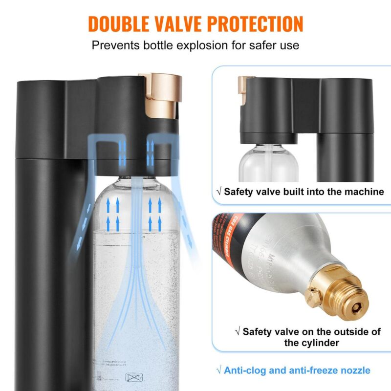 SKYSHALO Soda Water Machine 1 PET Bottle 1 CO2 Cylinder Soda Water Dispenser Black - Image 5