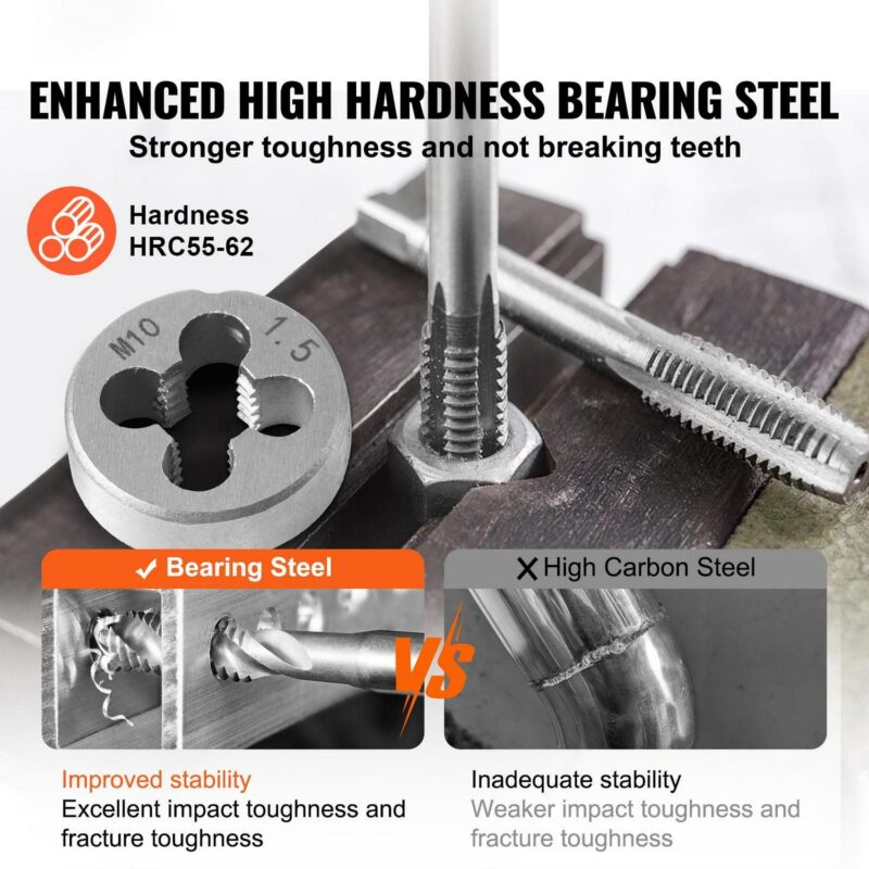 SKYSHALO Tap and Die Set, 110-Piece Include Metric Size M2 to M18, Bearing Steel Taps and Dies, Essential Threading Tool for Cutting External Internal Threads - Image 2
