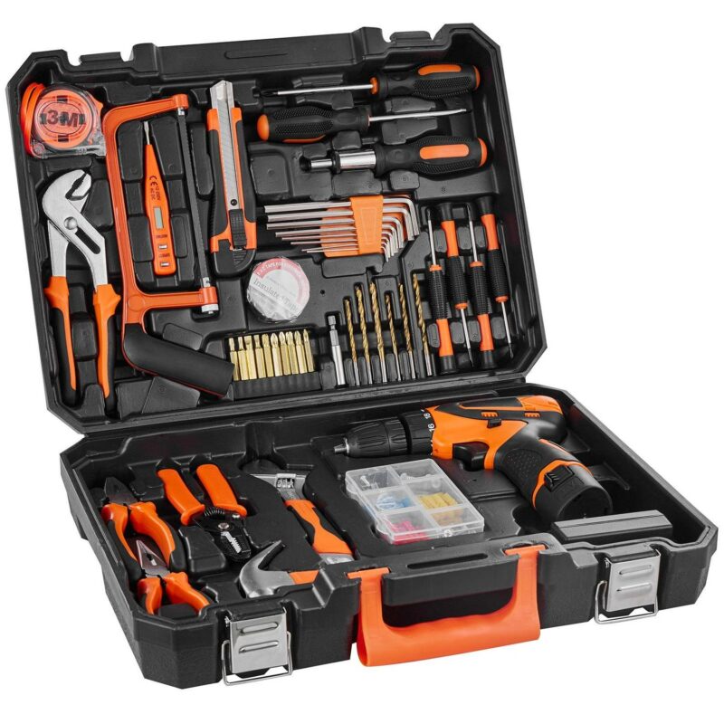 SKYSHALO Tool Collection, 146-Piece Set for Home Repair, Includes Electric Drill and Carry Case, Durable Steel Construction, Ideal for DIY Tasks and Car Maintenance