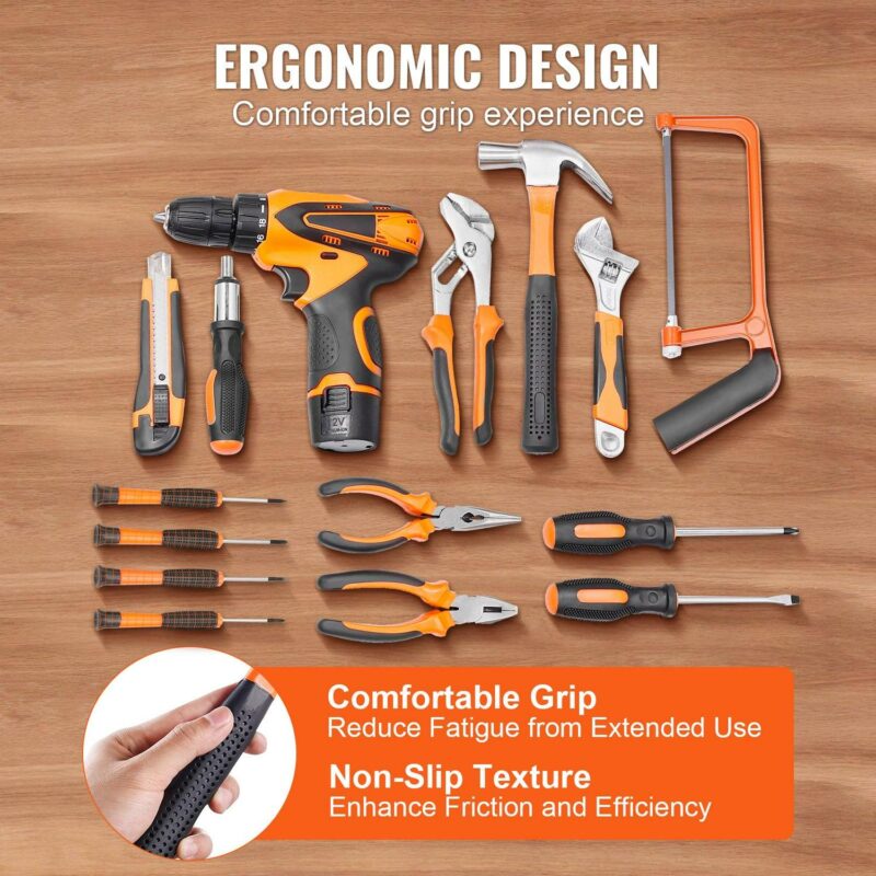 SKYSHALO Tool Collection, 146-Piece Set for Home Repair, Includes Electric Drill and Carry Case, Durable Steel Construction, Ideal for DIY Tasks and Car Maintenance - Image 7