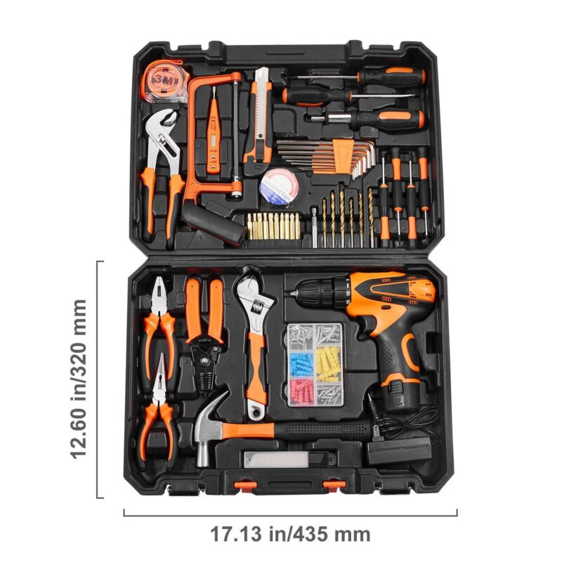 SKYSHALO Tool Collection, 146-Piece Set for Home Repair, Includes Electric Drill and Carry Case, Durable Steel Construction, Ideal for DIY Tasks and Car Maintenance - Image 2
