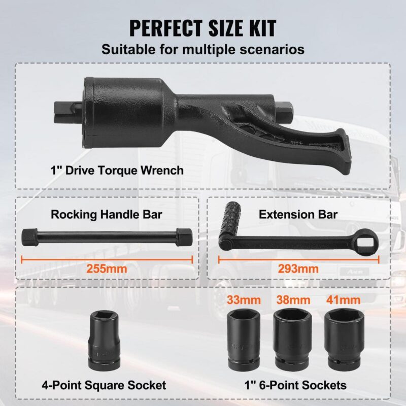 SKYSHALO Torque Wrench, 1  Drive Heavy Duty Torque Multiplier Wrench with 4 Sockets (21-41mm), Drive Lug Nut Wrench/Multiplier Heavy Duty Torque Multiplier Wrench Set, 1:64 6,800N.m Lug Nut Remover - Image 3