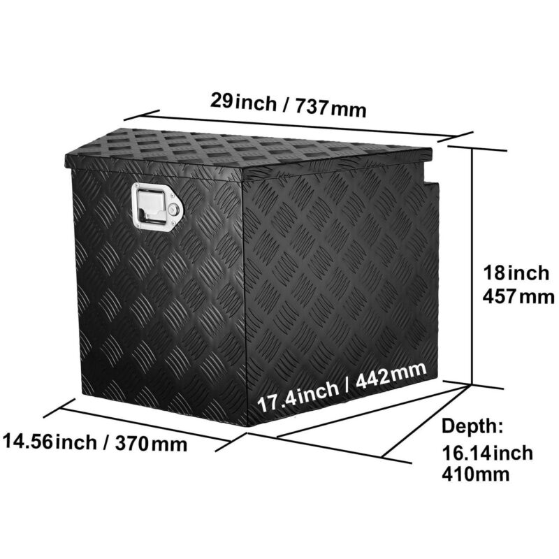 SKYSHALO Trailer Tongue Tool Storage Box 29x16.2x18 inch Aluminum Alloy + Lock Keys - Image 8