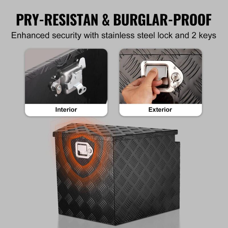 SKYSHALO Trailer Tongue Tool Storage Box 29x16.2x18 inch Aluminum Alloy + Lock Keys - Image 5