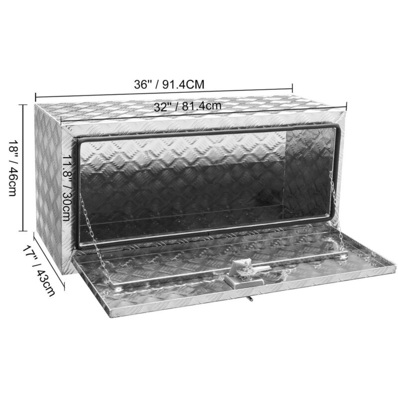 SKYSHALO Underbody Aluminum Truck Tool Box 36  x 17  x 18  Trailer RV Tool Storage - Image 8