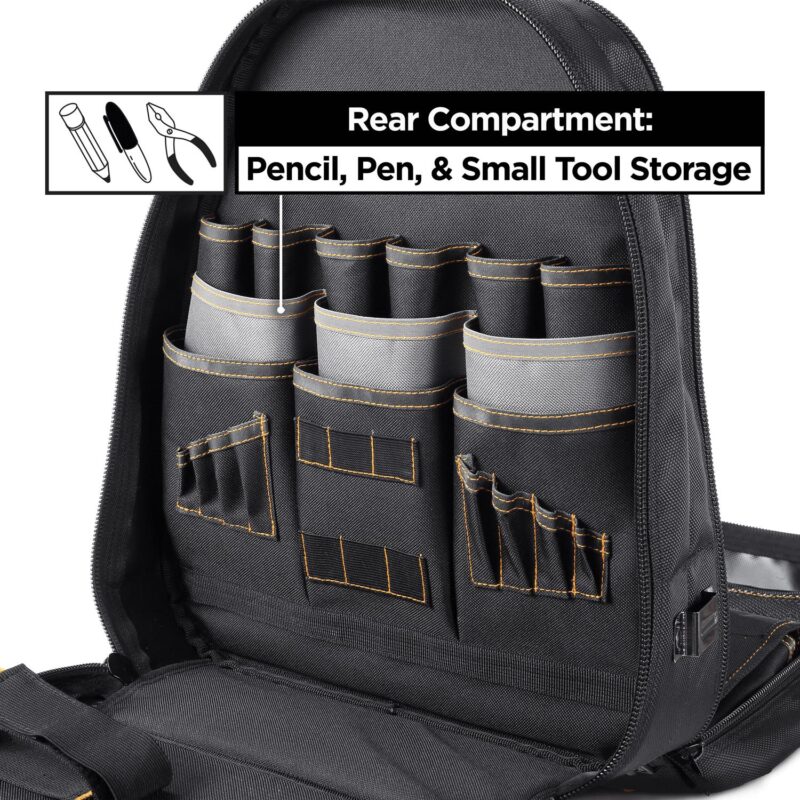 STEELHEAD 48-Pocket Heavy-Duty Tool Backpack, Padded Back Support, Reinforced Bottom, Rubber Feet, Perfect for Electricians, Plumbers, Contractors, HVAC Techs - Image 5